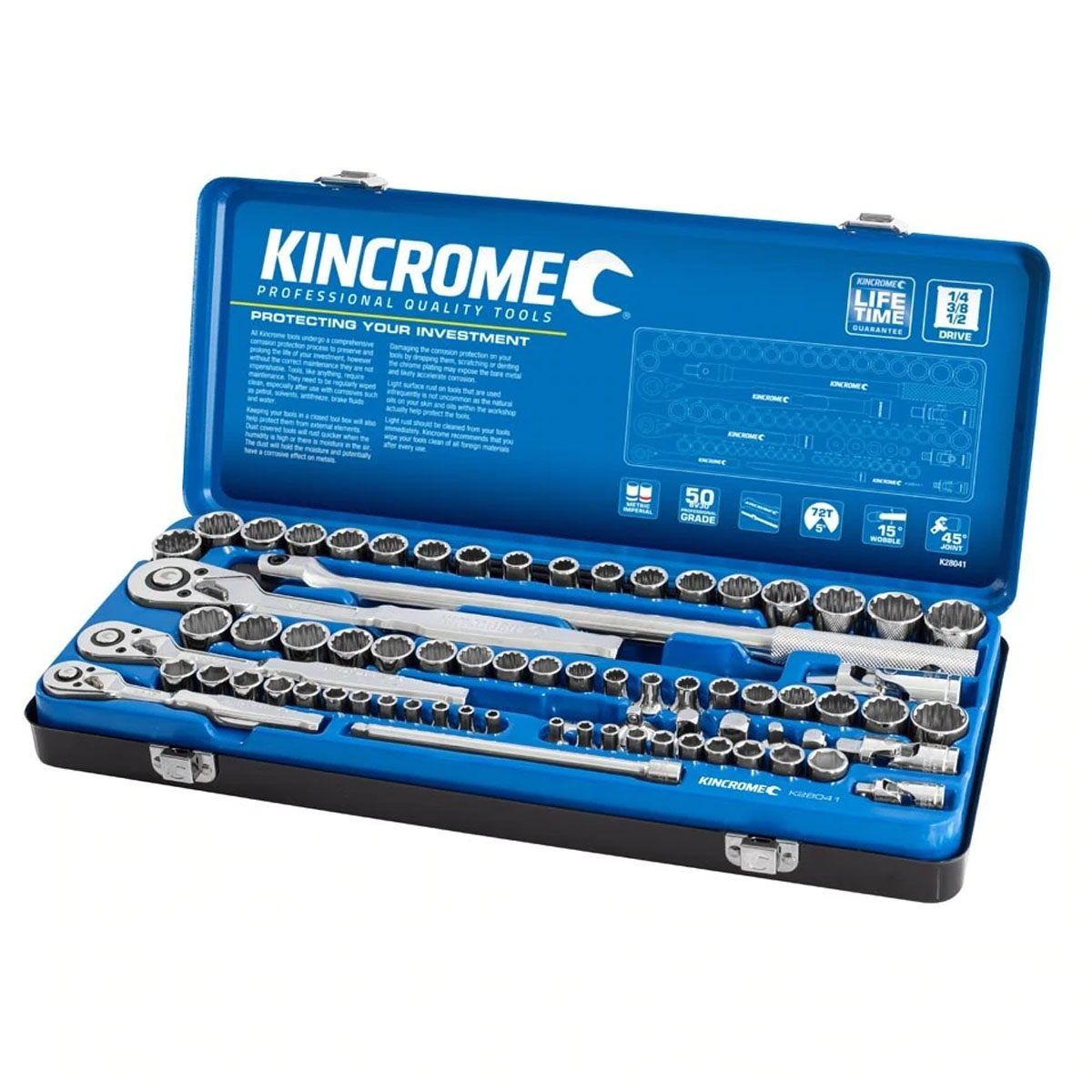 Kincrome 74 Piece 1 4 3 8 1 2 Drive Metric Imperial Socket Set K Auto One