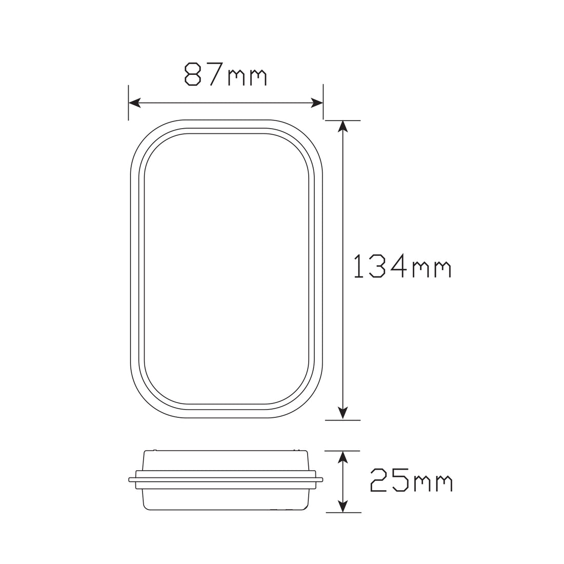 LED Autolamps 131AM Rectangle Rear Indicator Lamp with Amber Lens and Chrome Inner Refletcor