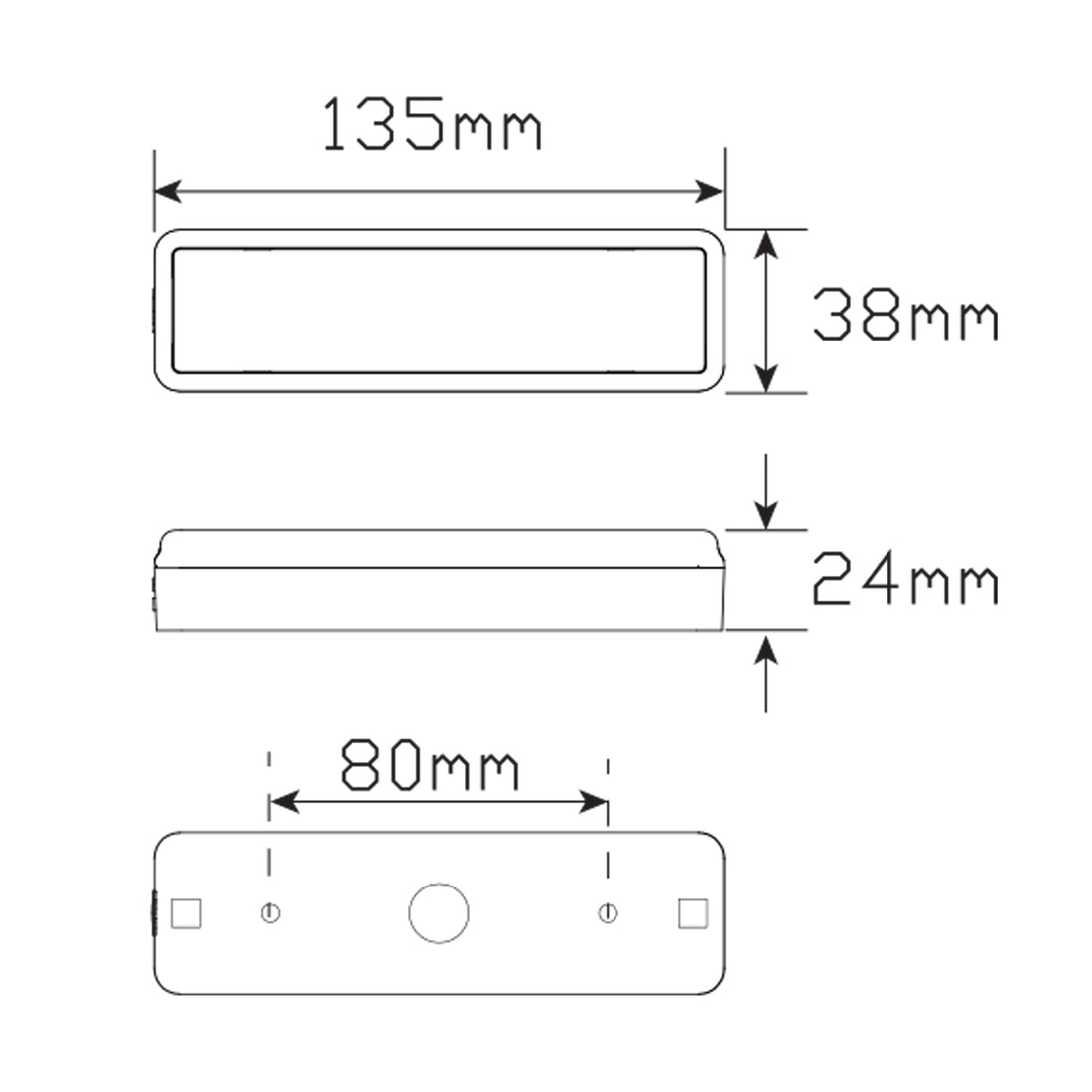 LED Autolamps 135AM Compact Rectangular Rear Indicator Lamp