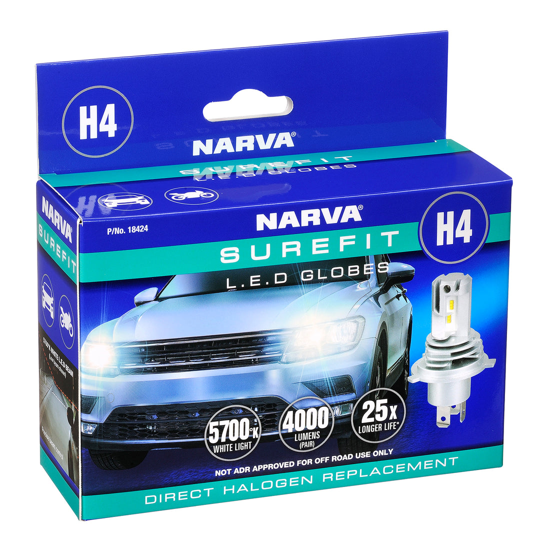 Narva 18424 H4 SureFit LED Globes - 2 Pack