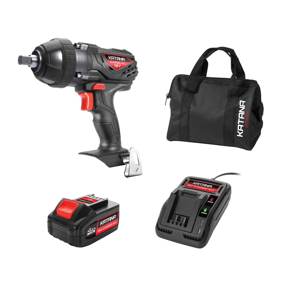 Kincrome Katana Charge-All 18V Cordless 1/2" Drive Impact Wrench Rattle Gun Kit - 220510