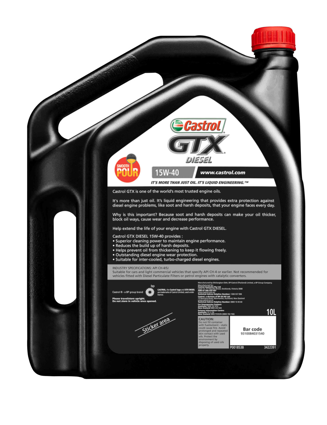 Castrol Mineral GTX Diesel Engine Oil 15W-40 10L  - 3422391