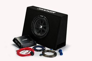 Kicker Slim line 10 inch Sub Enclosure with matching Amp and Wiring Kit - 44KKP210