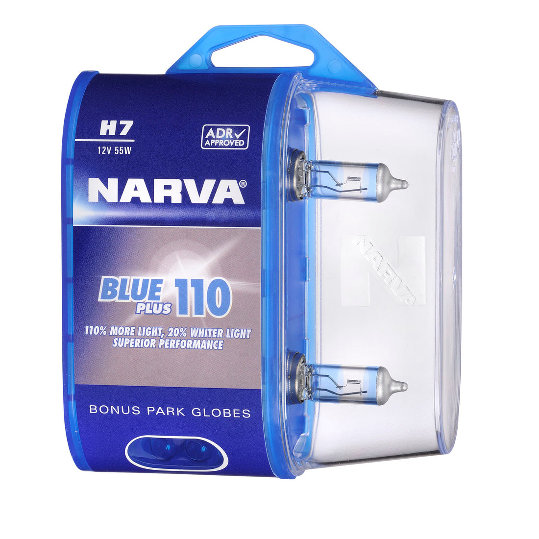 Narva 48535BL2 H7 12V 55W Blue Plus 110 Halogen Headlight Globes - Twin Pack