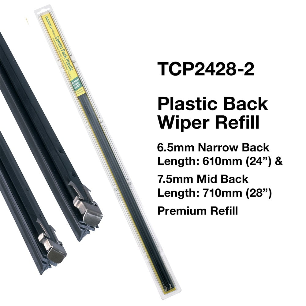 Tridon Plastic Back Wiper Refills - Combo Pack 24In - TCP2428-2