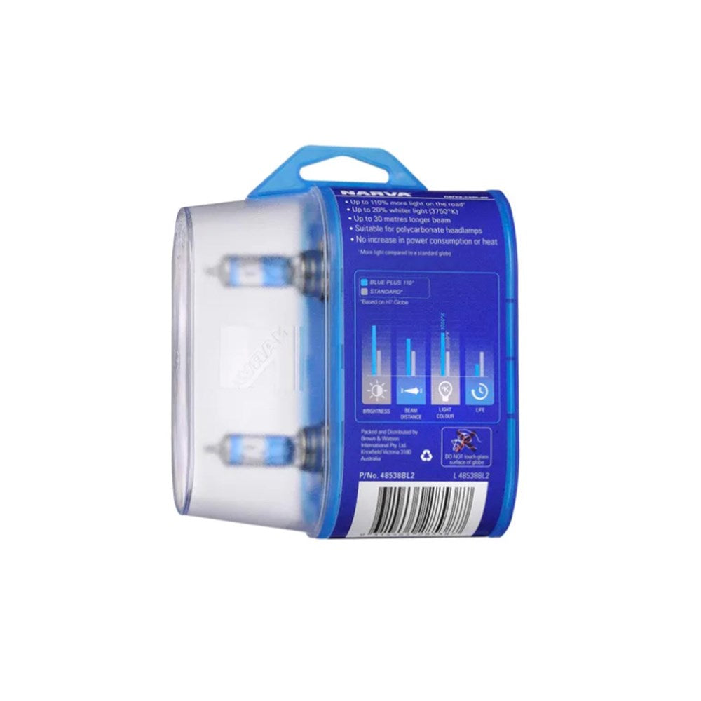 Narva 48538BL2 H11 12V/55W Blue Plus 110 Globes - Twin Pack