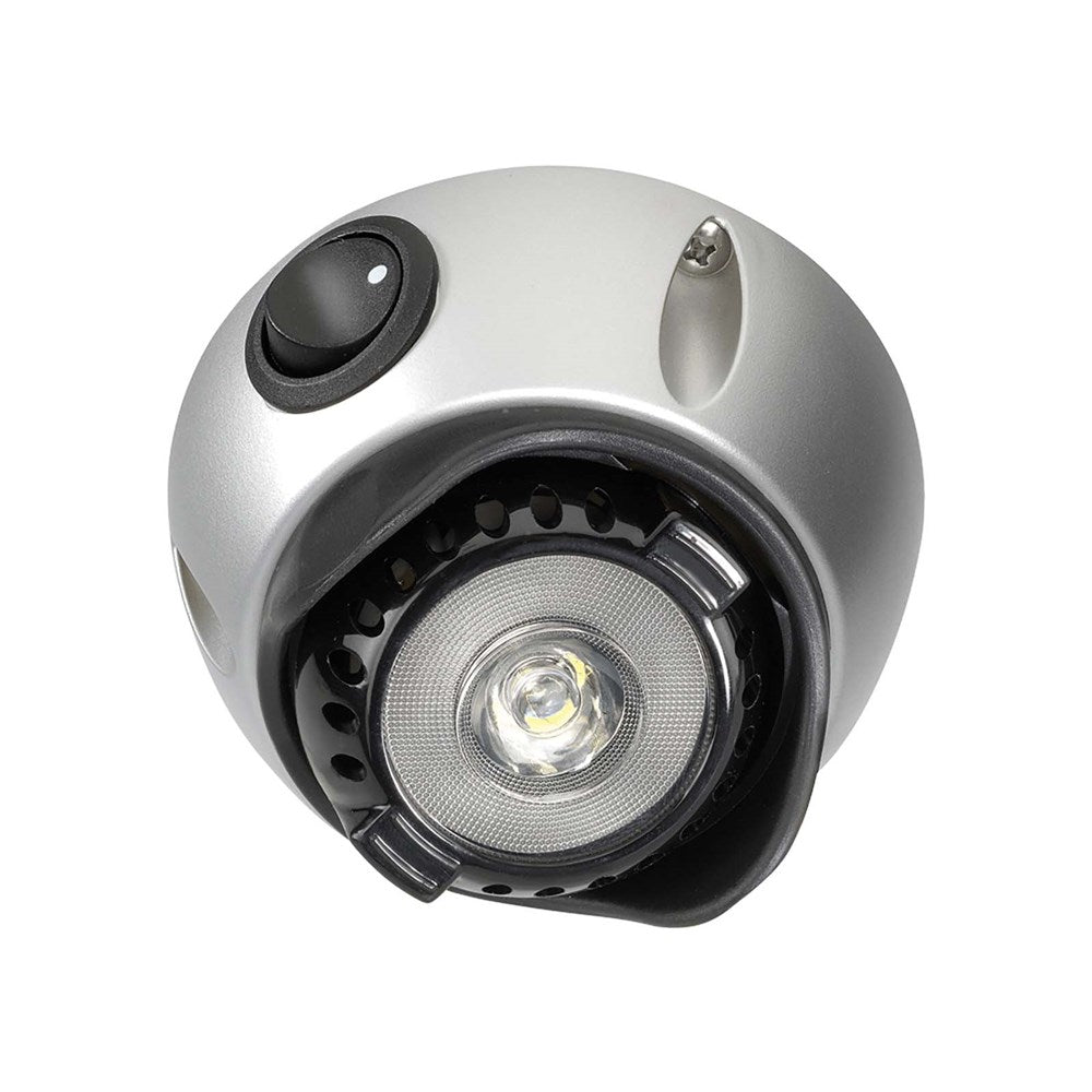 Narva 87654SBL 10-30V L.E.D Interior Swivel Lamp with Off/On Switch with Silver Satin Finish