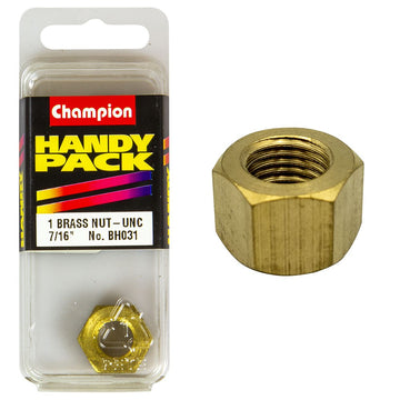 Champion Pack of 1 7/16 UNC Brass Manifold Nut - BH031"