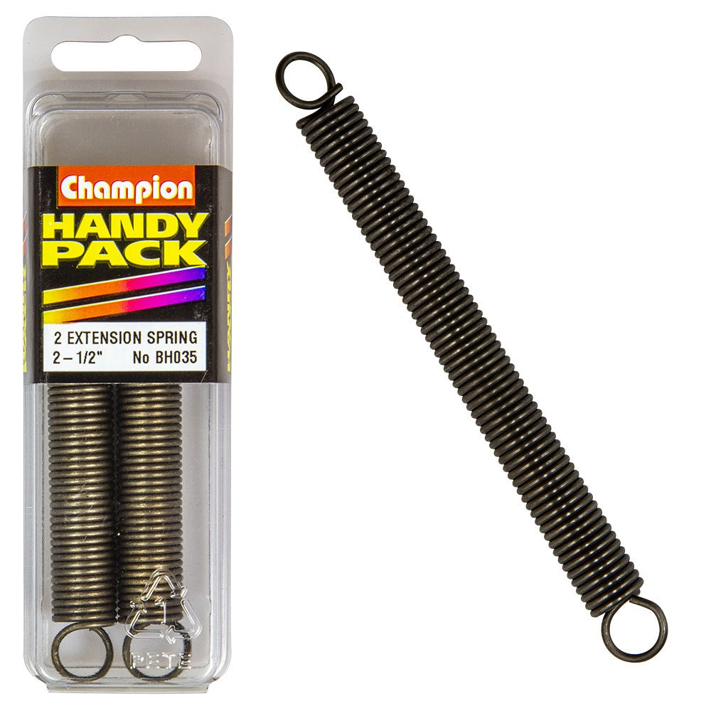 Champion Pack of 2 62 x 12 x 1.4mm Steel Extension Springs - BH035