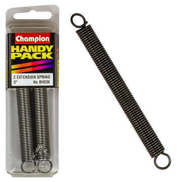 Champion Pack of 2 75 x 11 x 1.2mm Steel Extension Springs - BH036