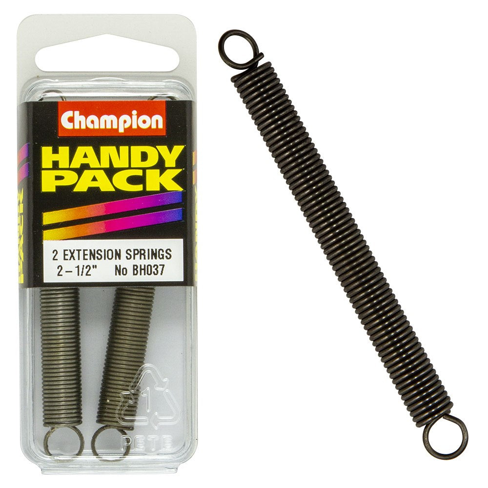 Champion Pack of 2 62 x 9 x 0.9mm Steel Extension Springs - BH037