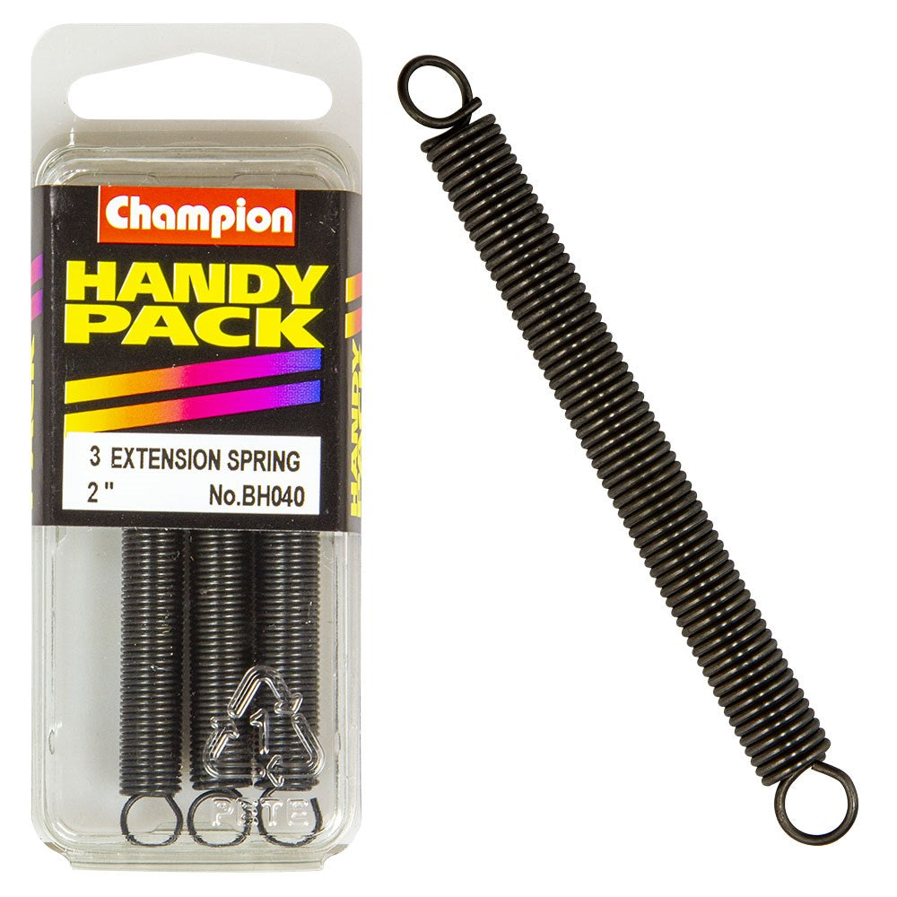 Champion Pack of 3 50 x 7 x 0.8mm Steel Extension Springs - BH040