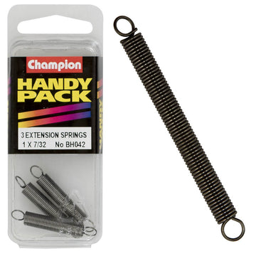 Champion Pack of 3 25 x 6 x 0.6mm Steel Extension Springs - BH042