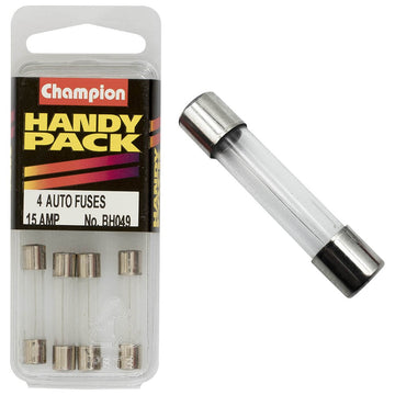 Champion Pack of 4 15A 3AG Glass Fuses - BH049