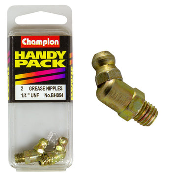 Champion Pack of 2 1/4 UNF 45 Degree Angle Grease Nipples - BH054"