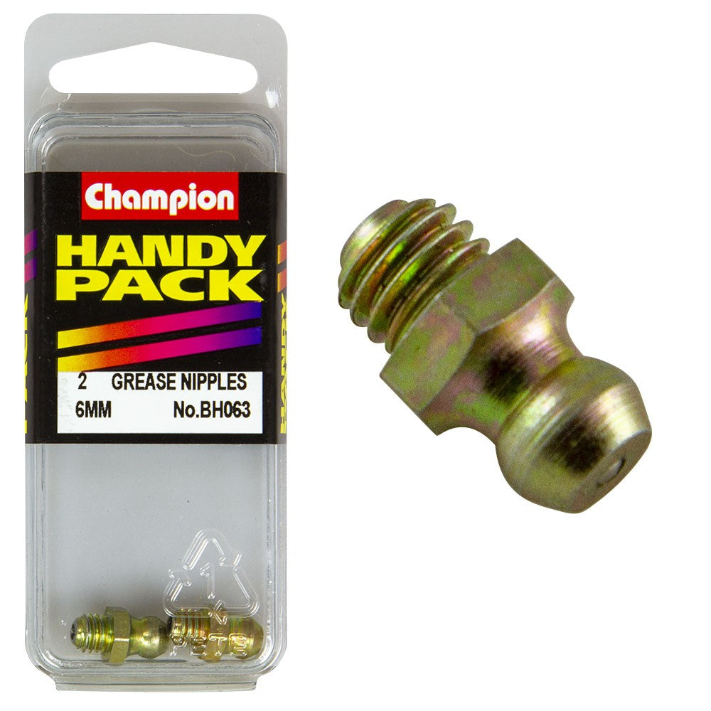 Champion Pack of 2 M6 x 1mm Straight Grease Nipples - BH063