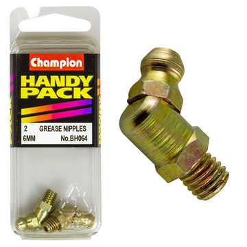 Champion Pack of 2 M6 x 1mm 45 Degree Angle Grease Nipples - BH064