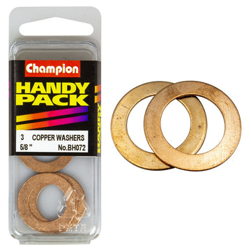 Champion Pack of 3 5/8 x  1" x 20G Flat Copper Washers - BH072"