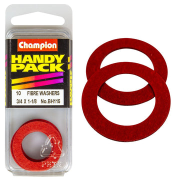 Champion Pack of 10 3/4 x 1-1/8" x 1/32" Flat Red Fibre Washers - BH115"