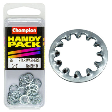 Champion Pack of 25 3/16 Internal Star Shakeproof Washers - BH134"