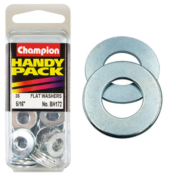 Champion Pack of 35 5/16 x 5/8" x 18G Zinc Plated Steel Flat Washers - BH172"