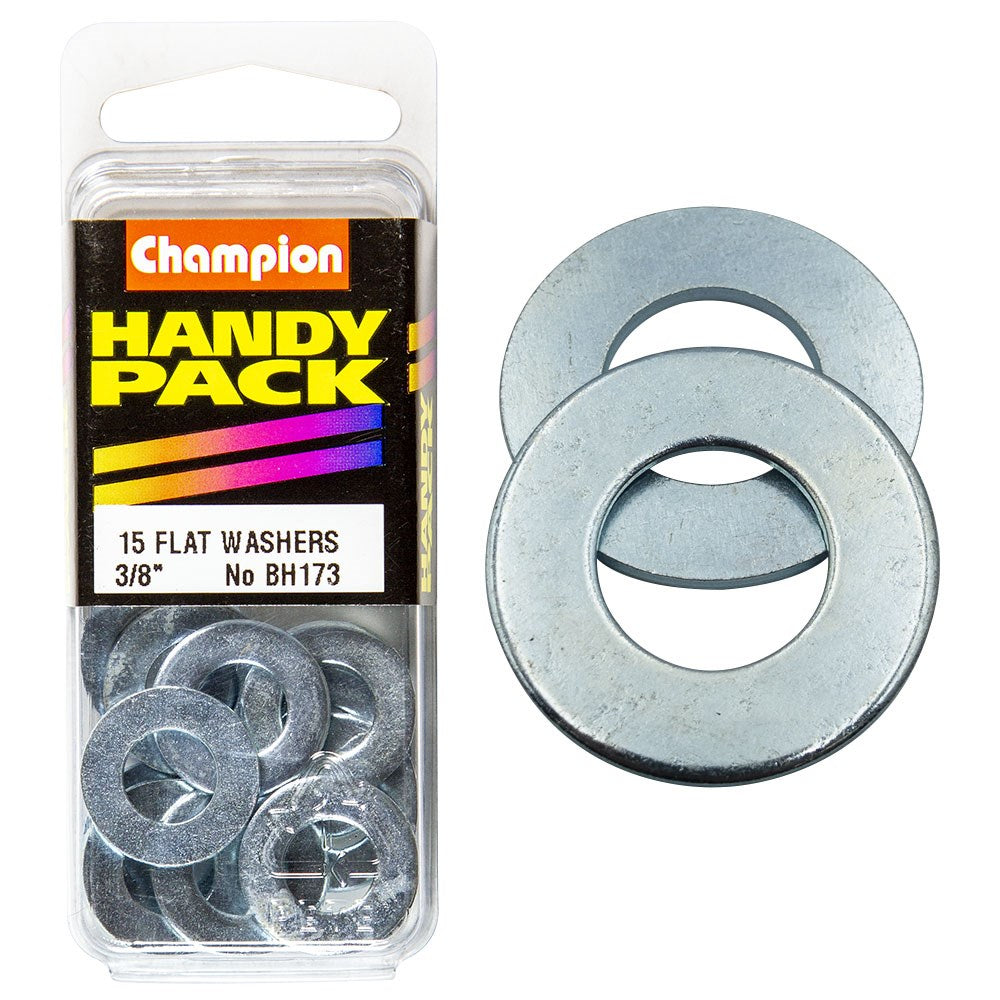 Champion Pack of 15 3/8 x 3/4" x 16G Zinc Plated Steel Flat Washers - BH173"