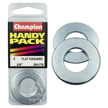 Champion Pack of 8 5/8 x 1-1/4" x 15G Zinc Plated Steel Flat Washers - BH176"