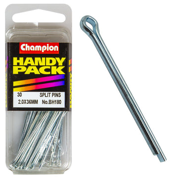 Champion Pack of 30 2.0 x 36mm Zinc Plated Steel Split Pins - BH180