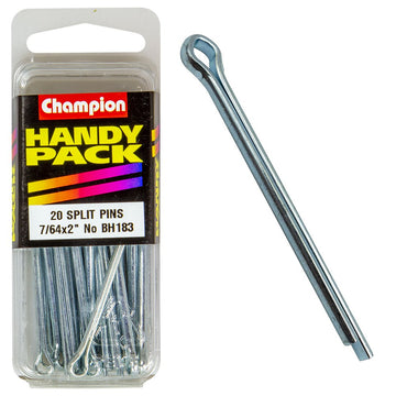 Champion Pack of 20 7/64 x 2" Zinc Plated Steel Split Pins - BH183"