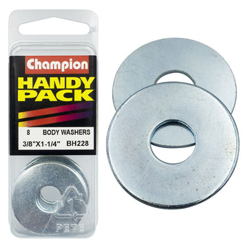 Champion Pack of 8 3/8 x 1-1/4" Zinc Plated Flat Body Washers - BH228"