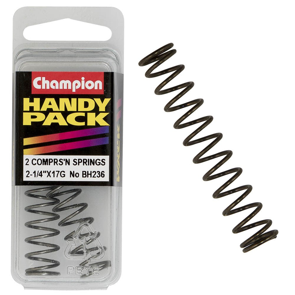 Champion Pack of 2 56 x 12 x 1.2mm Steel Compression Springs - BH236