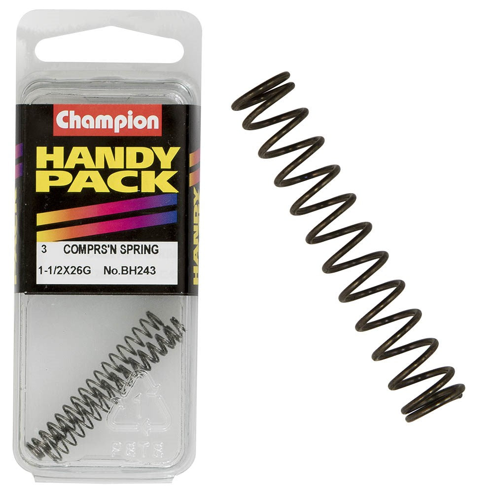 Champion Pack of 3 37 x 5 x 0.5mm Steel Compression Springs - BH243