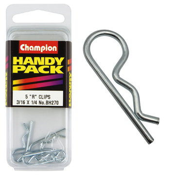 Champion Pack of 5 R-Clips to Suit 3/16-1/4" Shaft - BH270"