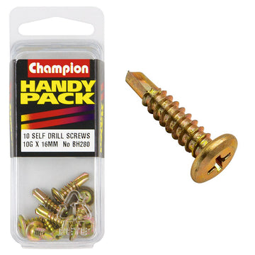 Champion Pack of 10 10G x 16mm x 16mm Philips Wafer Head Self Drilling Screws - BH280