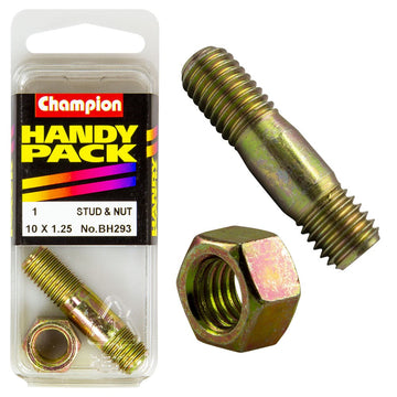 Champion Pack of 1 (1x Manifold Stud, 1x Nut) M10 x 41 x 1.25mm Metric - BH293