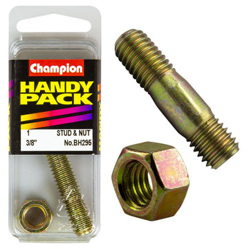 Champion Pack of 2 3/8" x 3" UNC Manifold Studs and Nuts - BH295