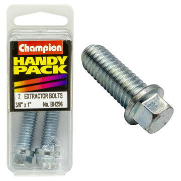 Champion Pack of 2 3/8 x 1" UNC Zinc Plated Hex Flanged Header Bolts - BH296"