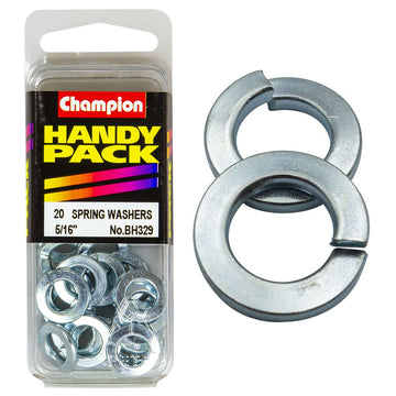 Champion Pack of 20 5/16 Zinc Plated, Flat Section Spring Washers - BH329