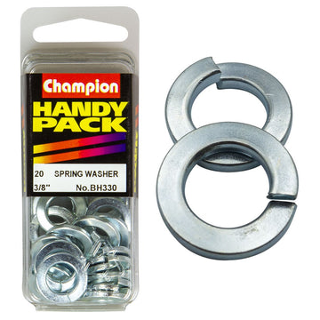 Champion Pack of 20 3/8 Zinc Plated, Flat Section Spring Washers - BH330