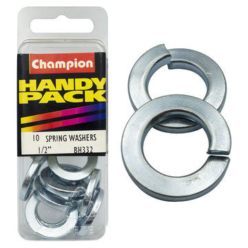 Champion Pack of 10 1/2 Zinc Plated, Flat Section Spring Washers - BH332