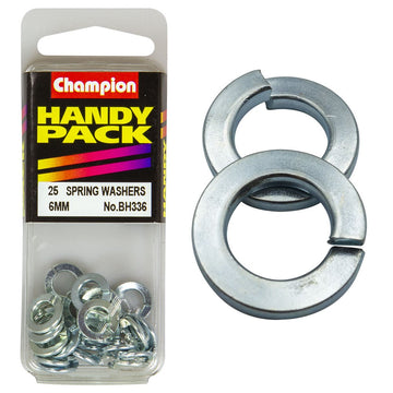 Champion Pack of 25 6mm Zinc Plated, Flat Section Spring Washers - BH336