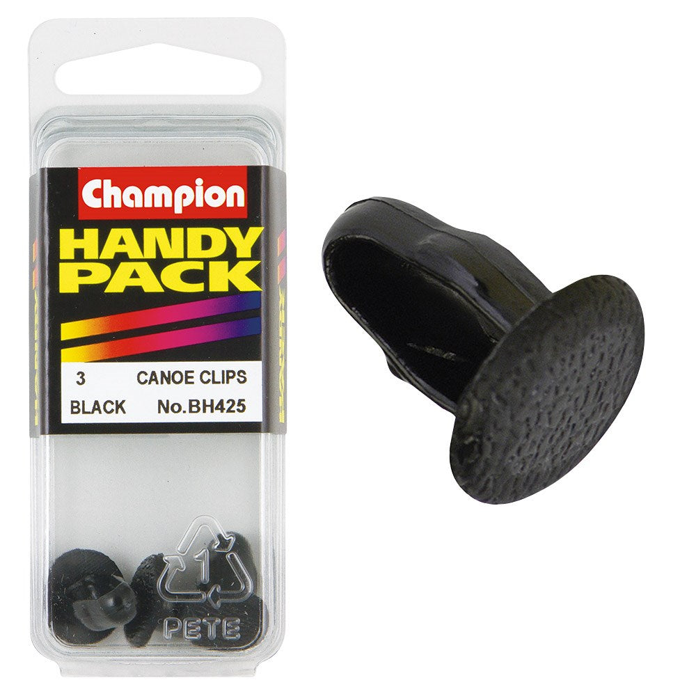 Champion Pack of 2 Black 16mm Long 14mm x 8.2-8.4mm Canoe Clips - BH425