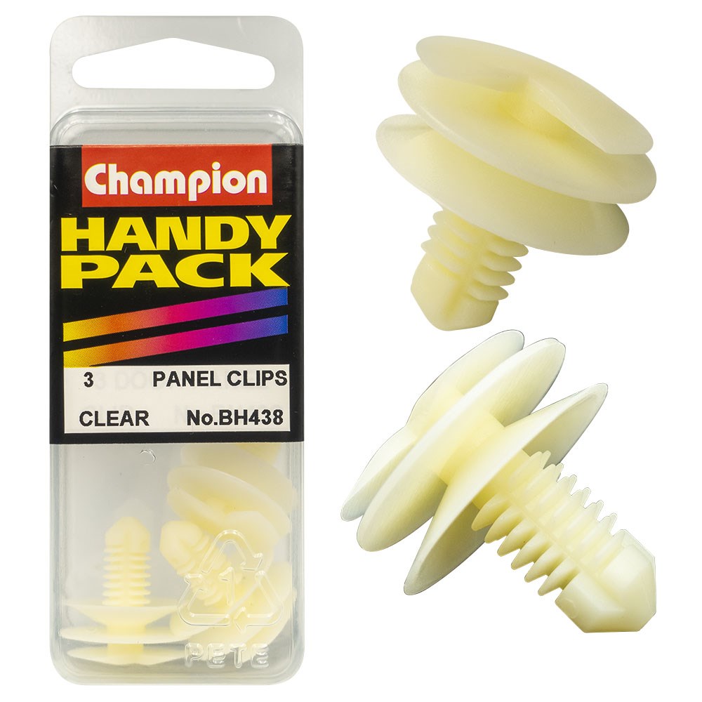 Champion Pack of 3 White 12mm Long 17.4mm x 19mm x 6.8mm Door Trim Clips - BH438