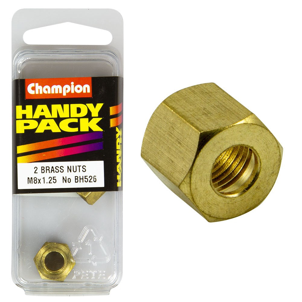 Champion Pack of 2 M8 x 1.25mm Brass Manifold Nuts - BH526