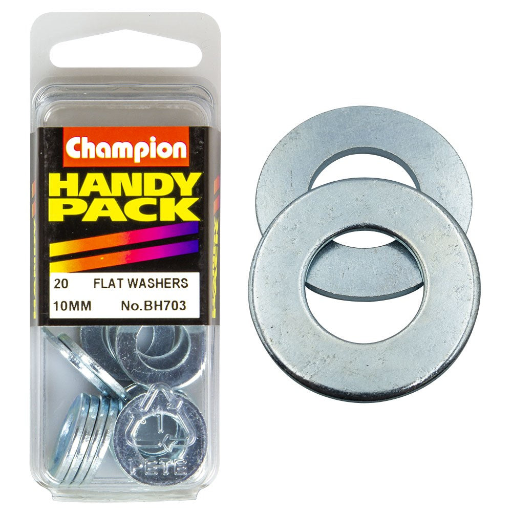 Champion Pack of 20 M10 x 21mm x 1.6mm Steel Flat Washers - BH703