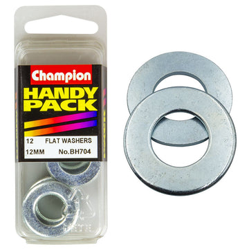 Champion Pack of 12 M12 x 24mm x 1.6mm Steel Flat Washers - BH704