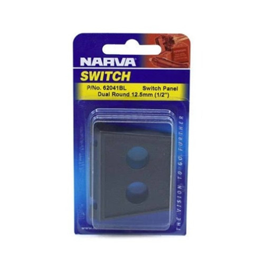 Narva 62041BL Dual Round 12.5mm Diameter Hole Black Plastic Switch Panel