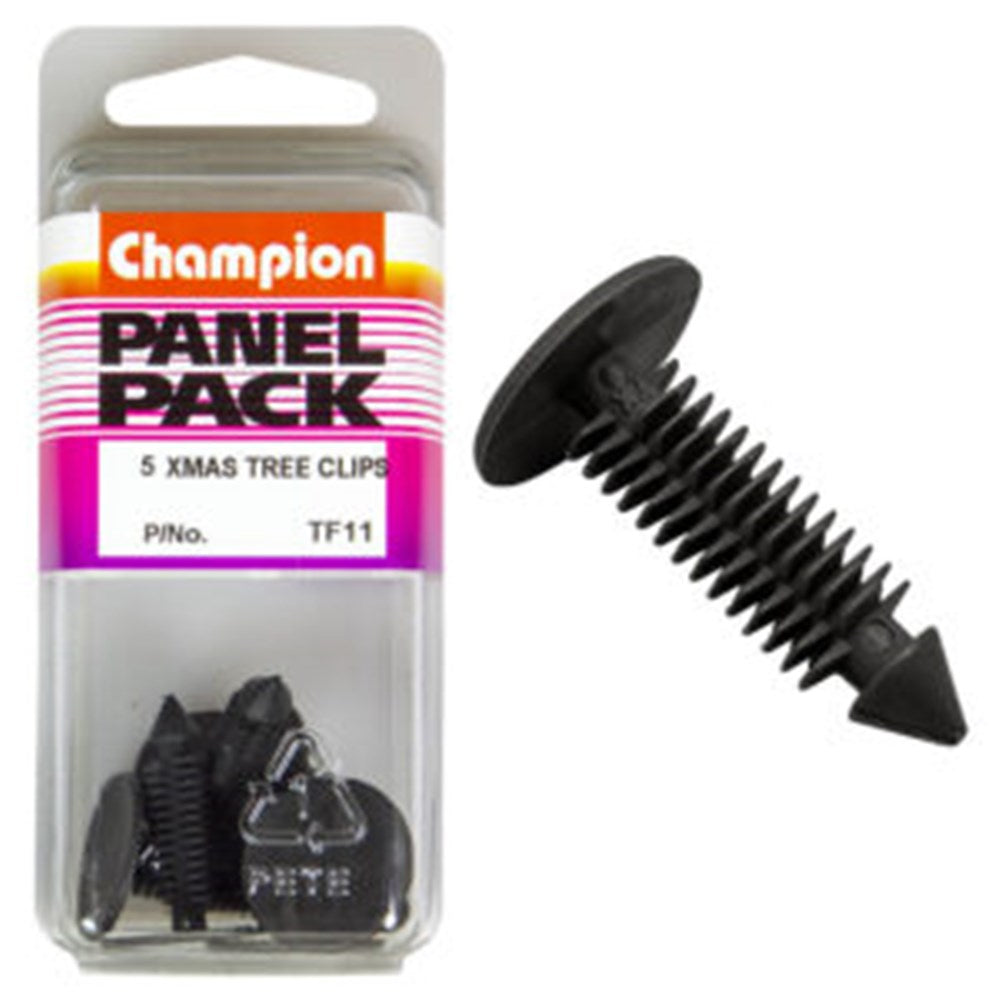 Champion Fasteners Christmas Tree Clips (20.4mm Head, 27mm Length, to Suit 4.6-7mm Hole) - Pack of 5 - TF11