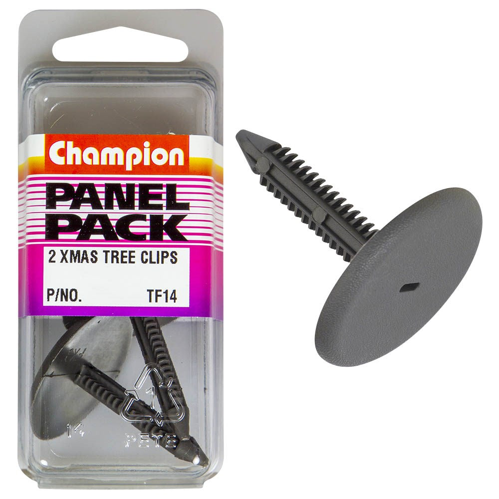 Champion Fasteners Christmas Tree Clips (34.2mm Head, 39.5mm Length, 7.5mm Stem, Grey) - Pack of 2 - TF14