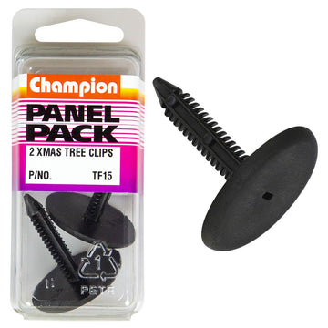 Champion Fasteners Christmas Tree Clips (34.2mm Head, 39.5mm Length, 7.5mm Stem, Black) - Pack of 2 - TF15